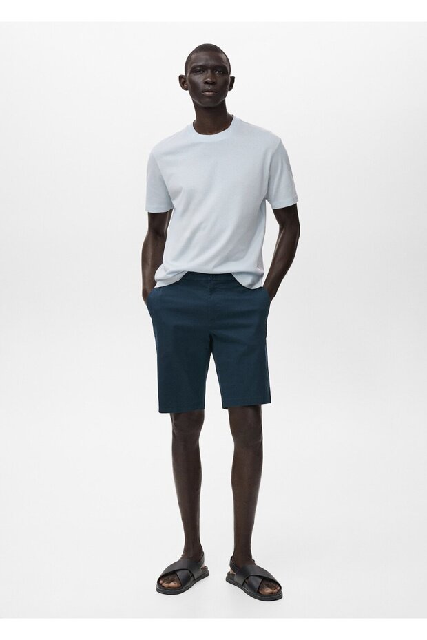 Dar kesim chino pamuklu bermuda şort - 2