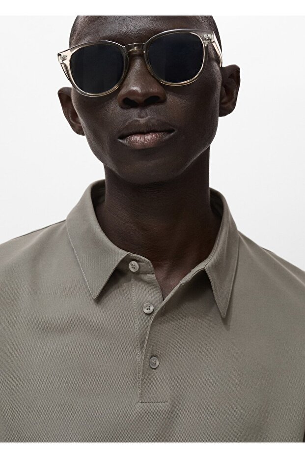 Pamuklu pike polo gömlek - 6