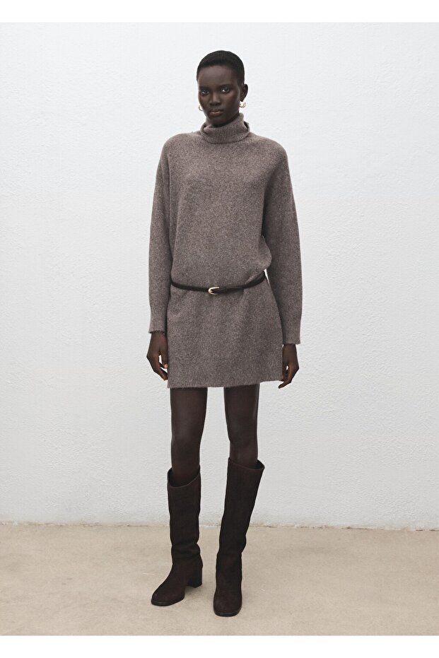 Balıkçı yaka triko elbise - 2