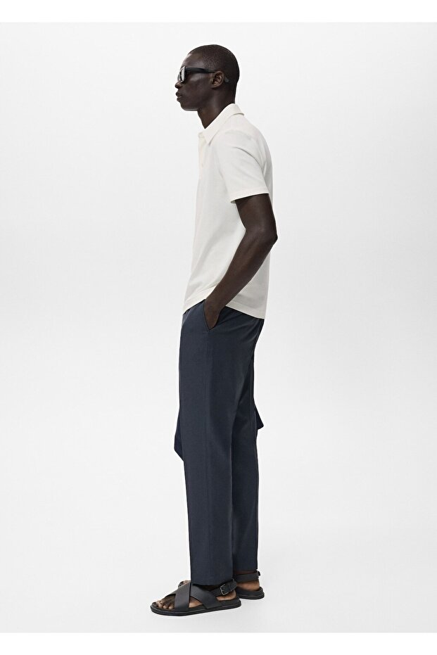 Tapered kesim pamuklu cropped pantolon - 7