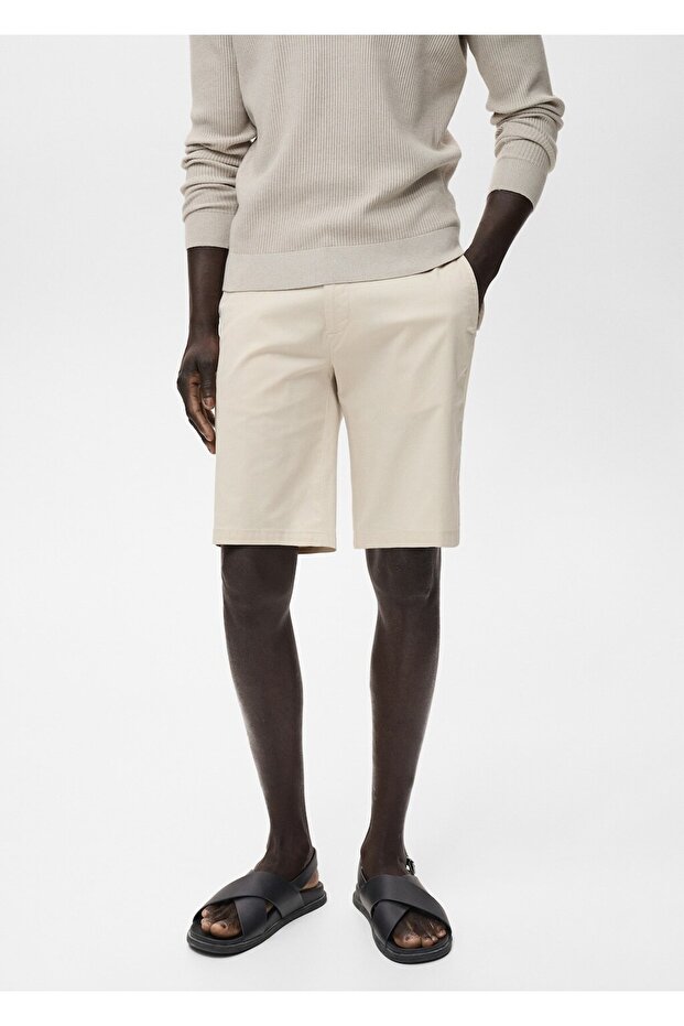 Dar kesim chino pamuklu bermuda şort - 1