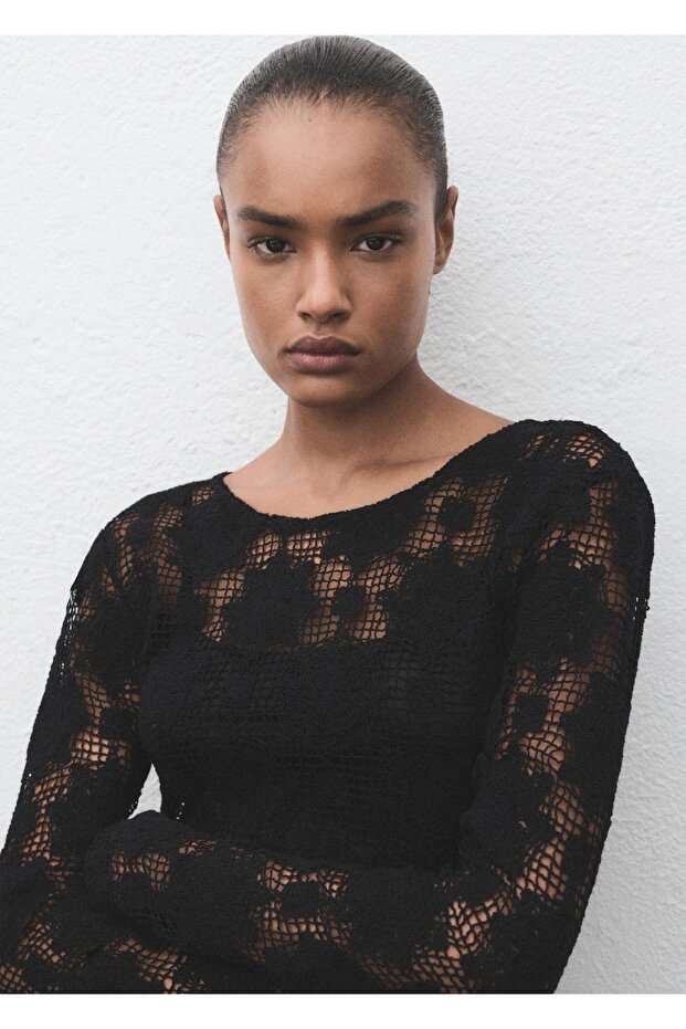 Dantel kısa elbise - 6