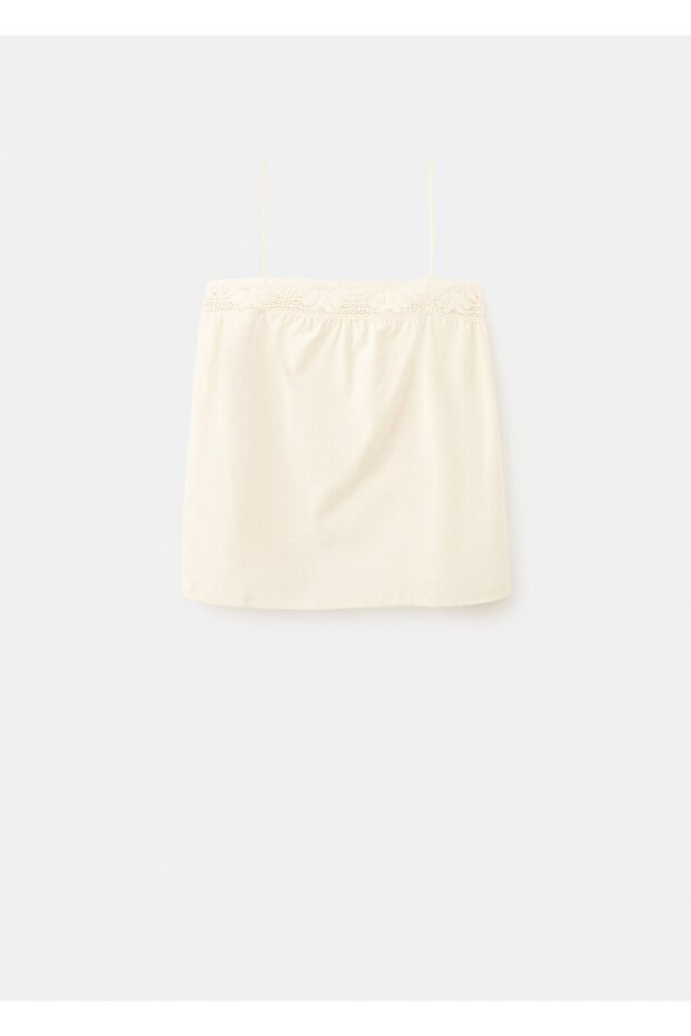 Dantel askılı pamuklu bluz - 3