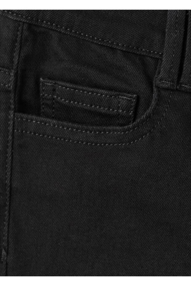 Düğmeli flared jean pantolon - 4