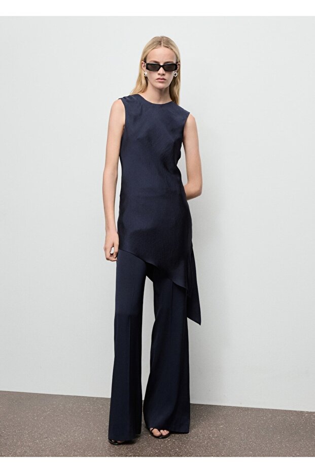 Saten asimetrik bluz - 2