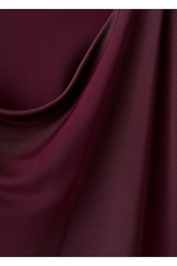 Metalik detaylı drape elbise - 8