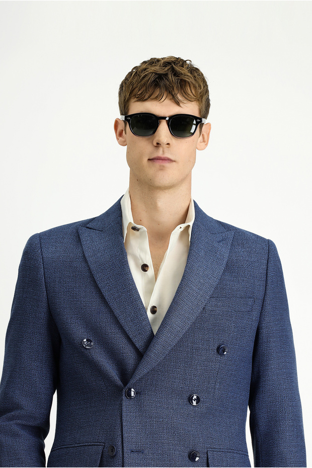 سترة مزدوجة الصدر منقوشة بقصة عادية - 3