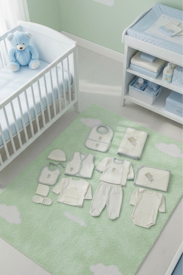 Panda Boy Striped Embroidered Newborn Baby Boy 10 Piece Hospital Discharge Bodysuit Set Baby Outfit