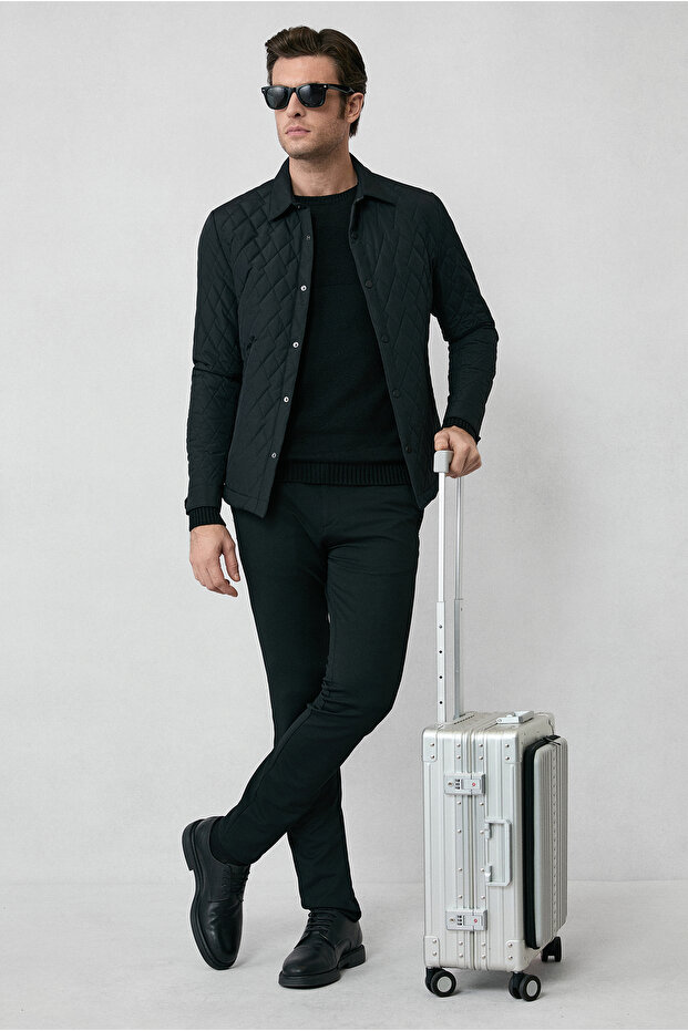 Regular Fit Düz Kapitone Mont - 3