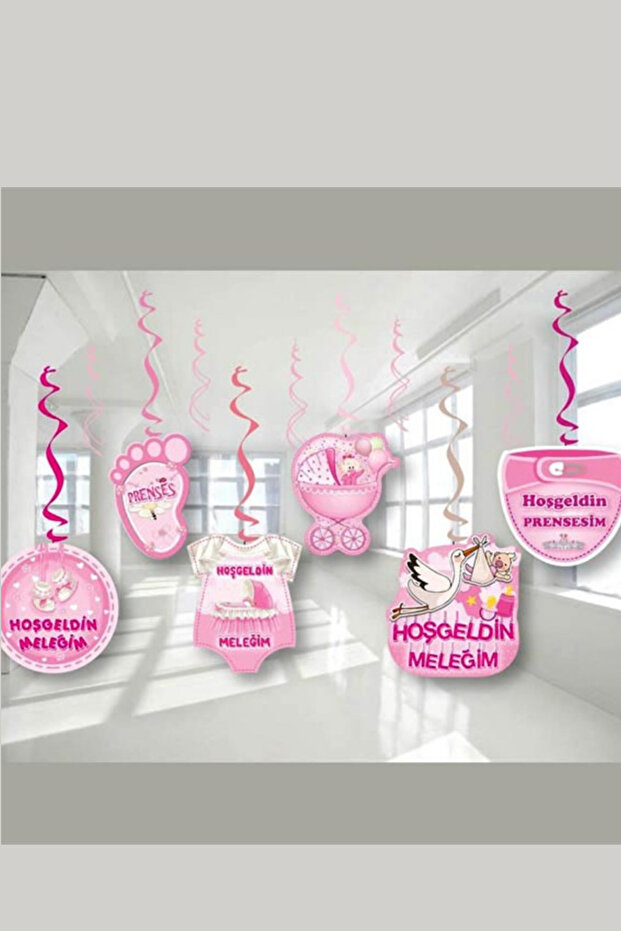 Welcome My Princess Ceiling Pendant Set 15 cm Double Sided Printed Baby Girl Ornaments