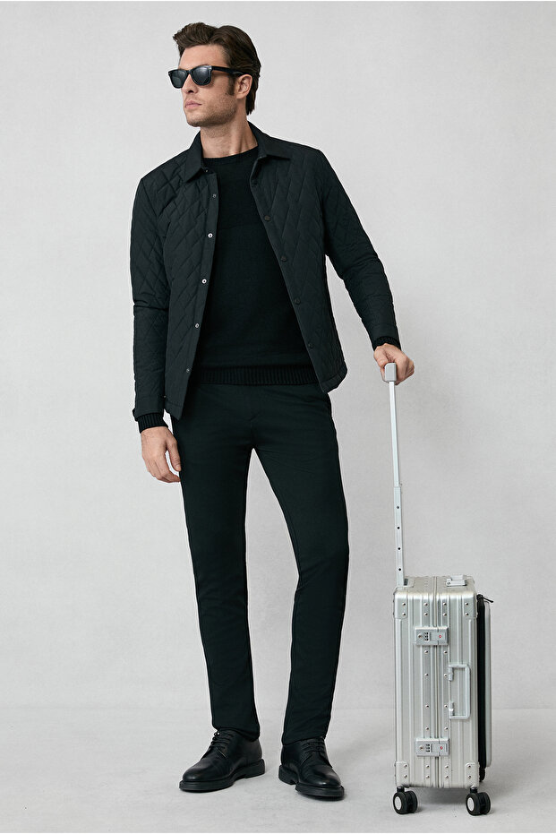 Regular Fit Düz Kapitone Mont - 4