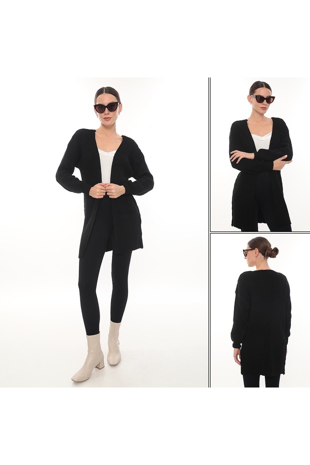 TRİKO FİTİLLİ SİYAH HIRKA - 2