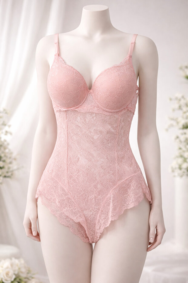 Pembe Dantelli Bodysuit - 2