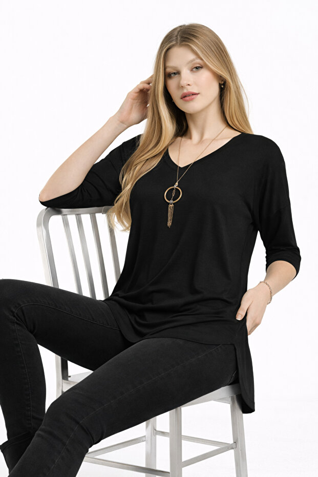 تونيك كاجوال برقبة على شكل حرف V - 1