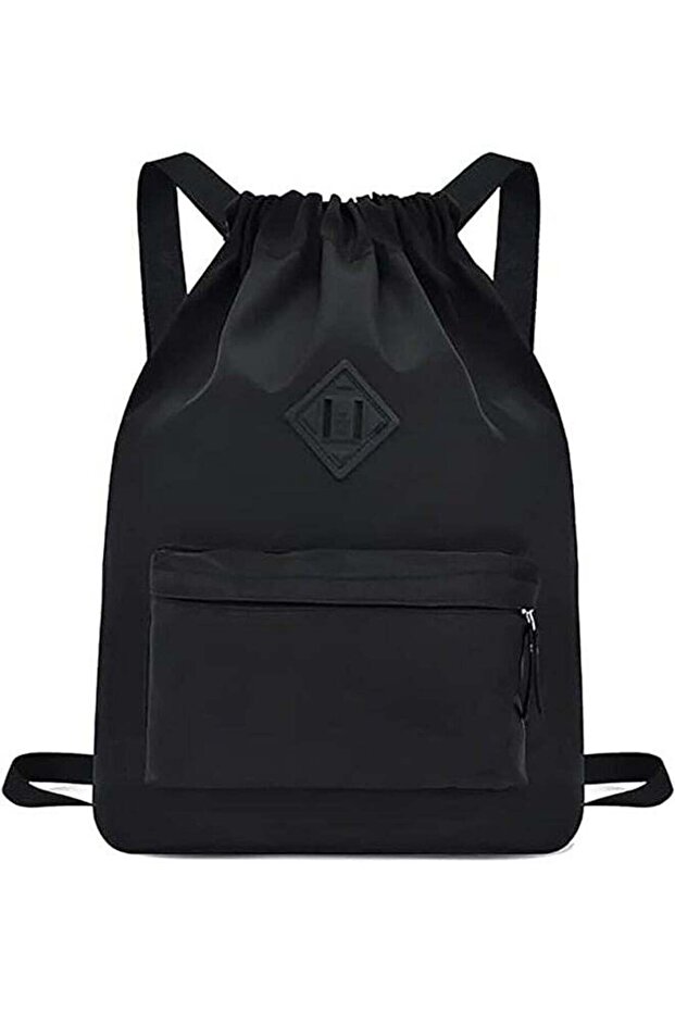 Large Capacity Waterproof Nylon Drawstring Backpack with Front & Back Pockets - 2