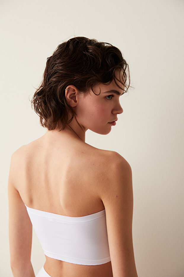 Nu Basic Strapless Optik Beyaz Sütyen - 5