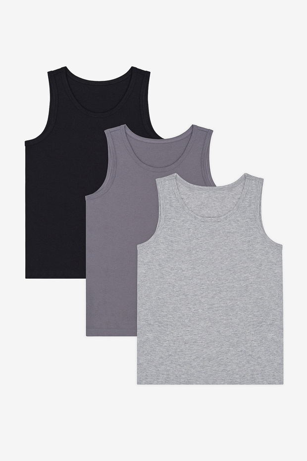 قميص داخلي أسود سادة للأولاد مكون من 3 قطع متعدد الألوان - 1