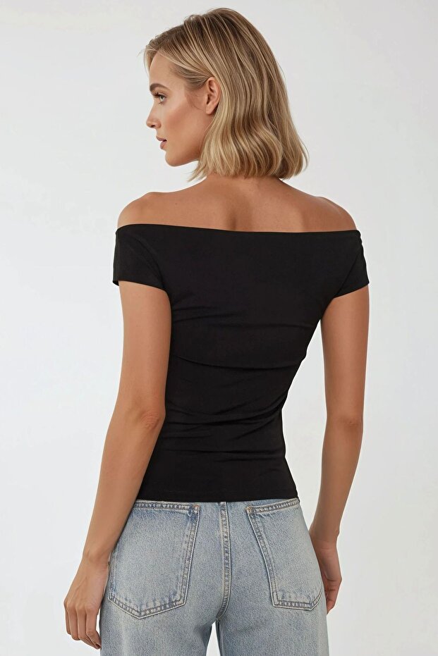 Omzu Açık Slim Fit Sandy Örme Üst - 2