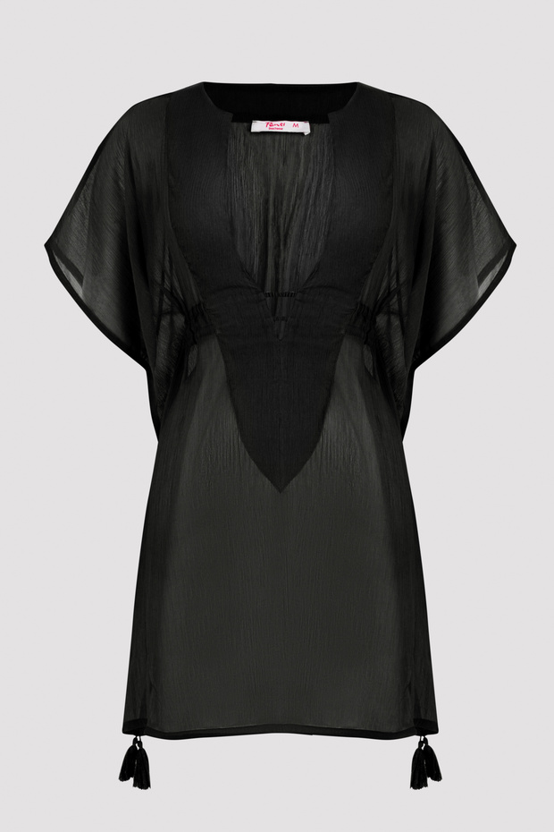 Siyah Basic Kaftan - 5