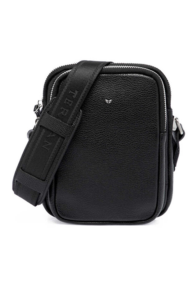 Black Genuine Leather Men's Crossbody Bag - S1Ac00021187-A6F