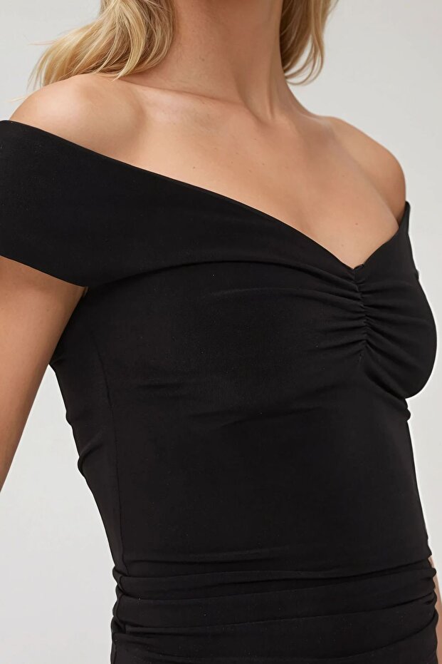 Omzu Açık Slim Fit Sandy Örme Üst - 4