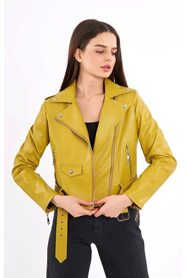 سترة جلدية بسحاب لراكبي الدراجات النارية - 5