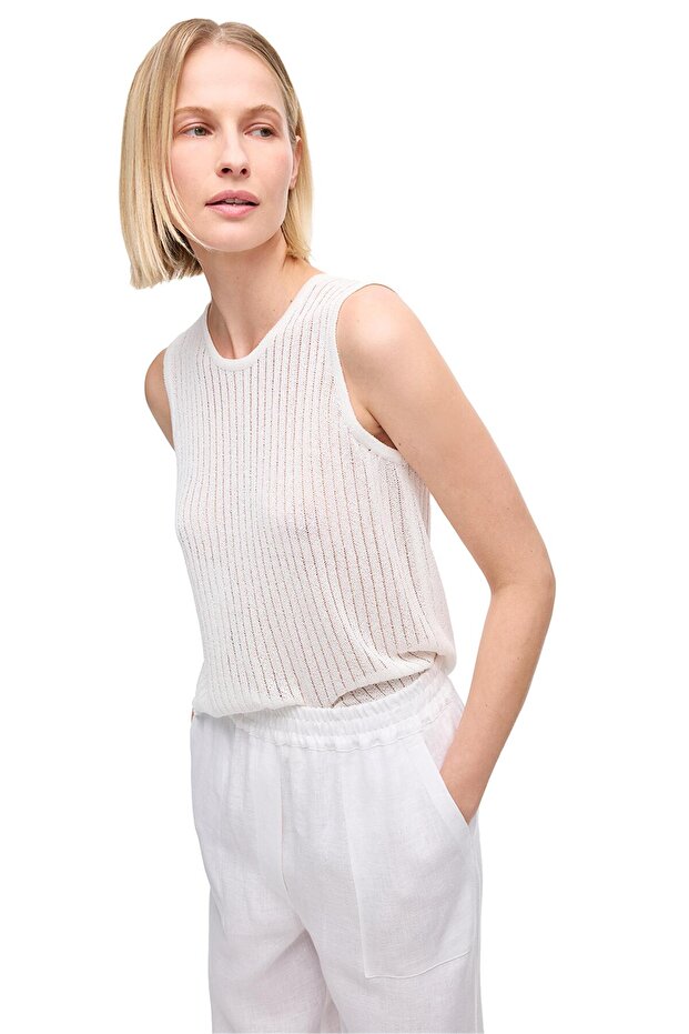 Ekru Rahat Kalıp Triko Bluz - 2