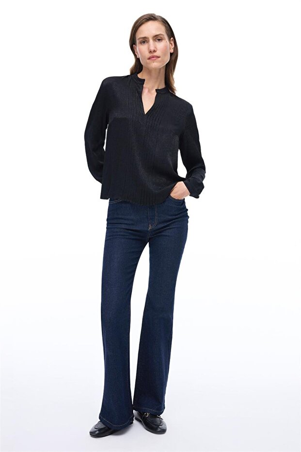 Siyah Hakim Yaka Bluz - 1