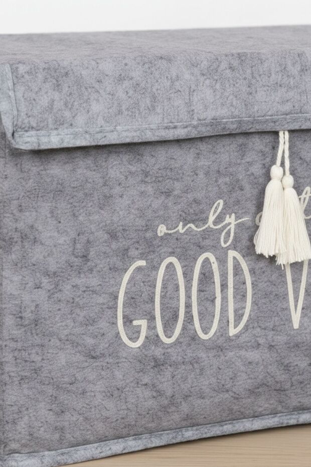 Szürke szerveződoboz - Filc fedéllel, 35x23x23cm - 6