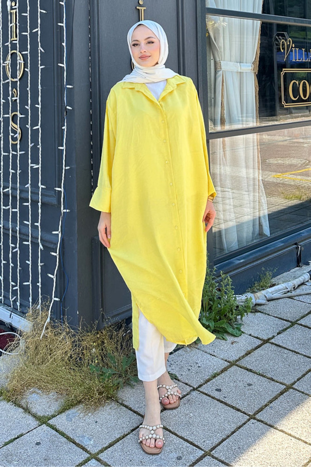 Long Cotton Shirt - Yellow