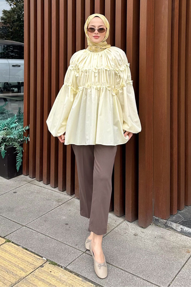 Mini Çiçekli Gömlek - Sarı - 7