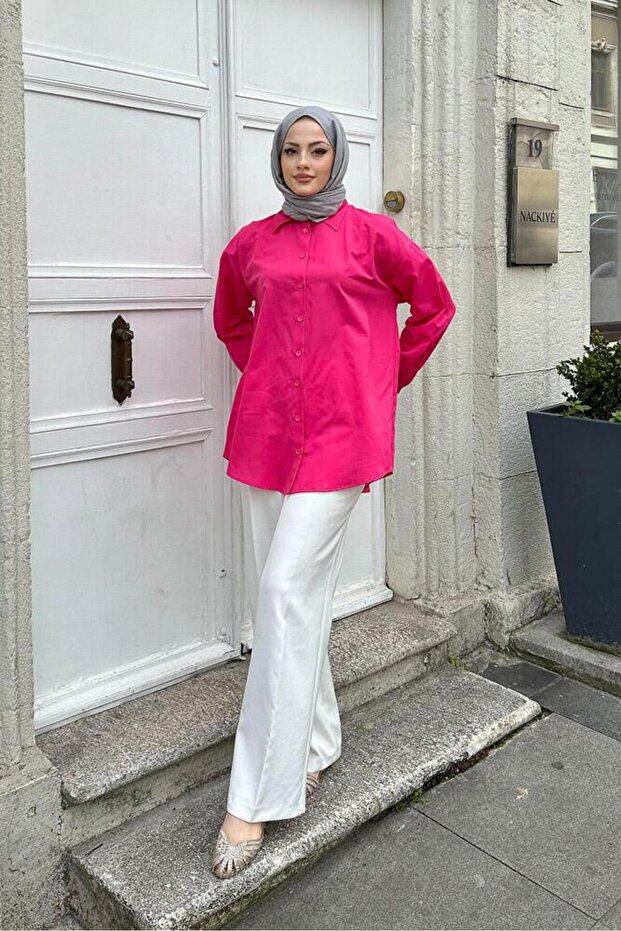 Fuchsia Plain Basic Shirt - 5