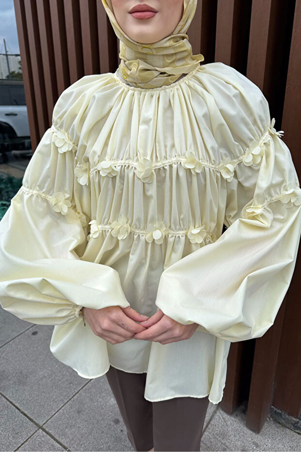 Mini Çiçekli Gömlek - Sarı - 6