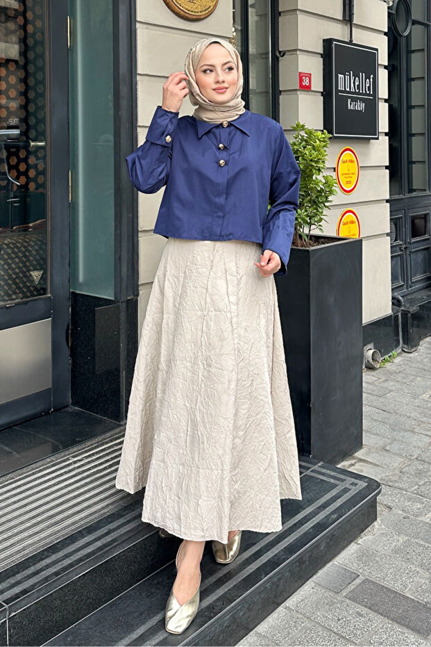 قميص بثلاثة أزرار - أزرق داكن - 3