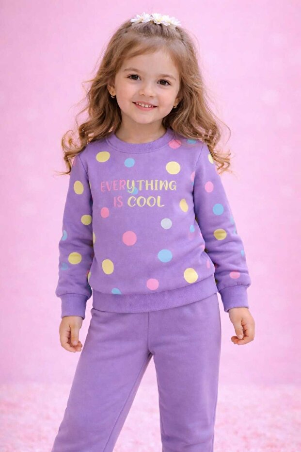 Girl's Tracksuit Set Two-Thread Cotton Sweatshirt Bottom Casual Combination for Ages 1-2-3-4