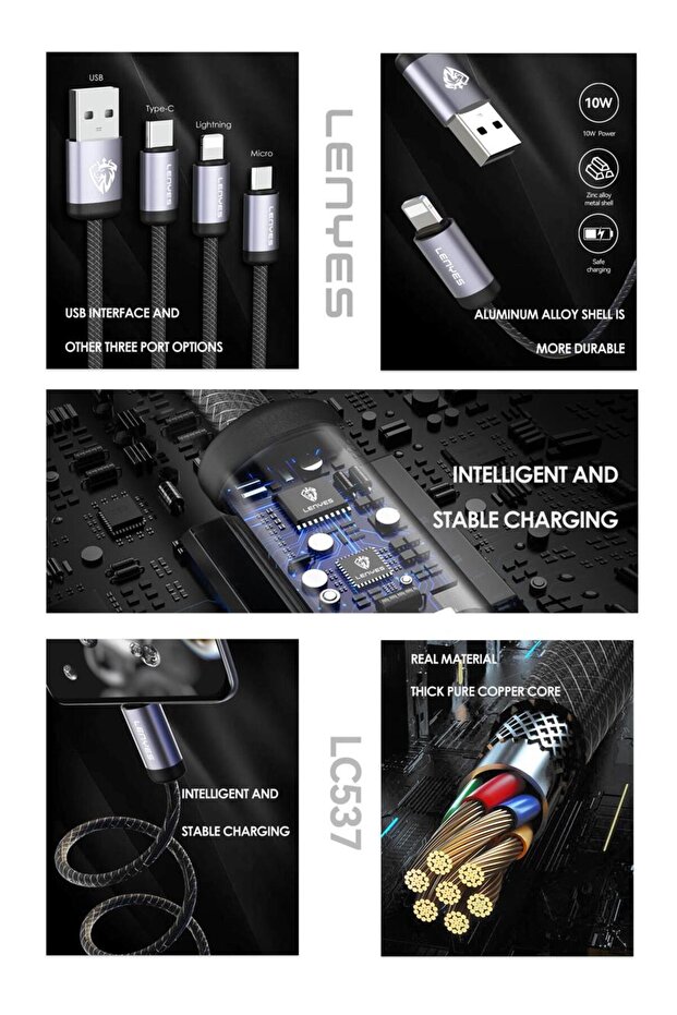 كابل بيانات LC537-TC FlexBraid USB إلى Type-C - 6