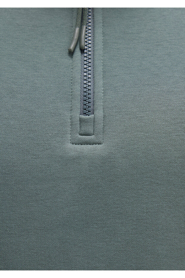 Yarı Fermuarlı Yeşil Basic Sweatshirt 0S10278-71577 - 7