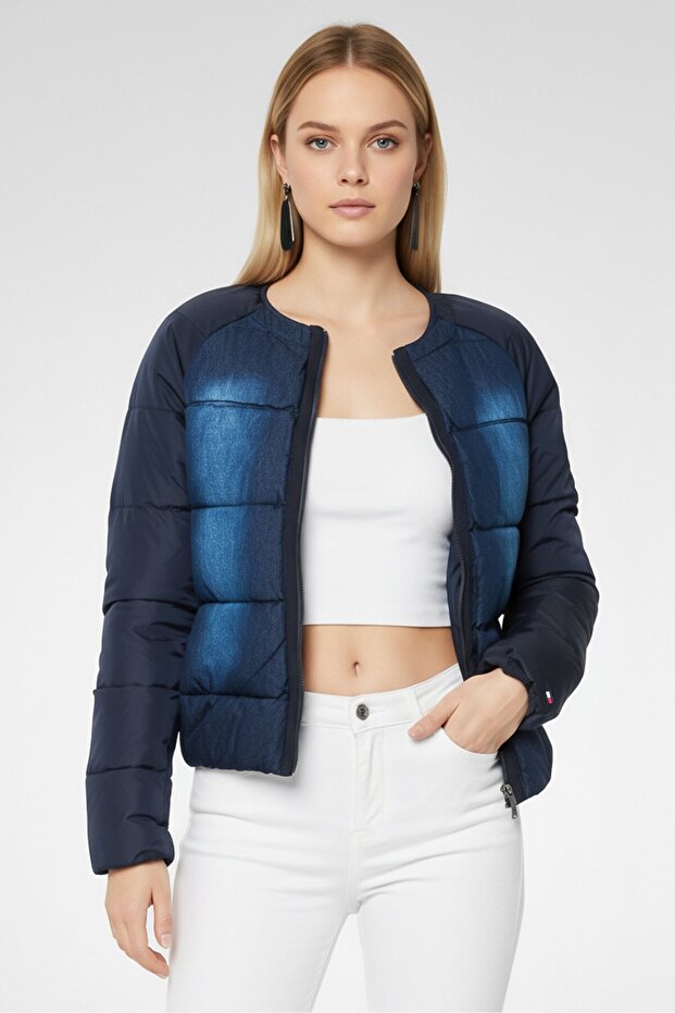 Women Wash Puffer Jacket, Navy