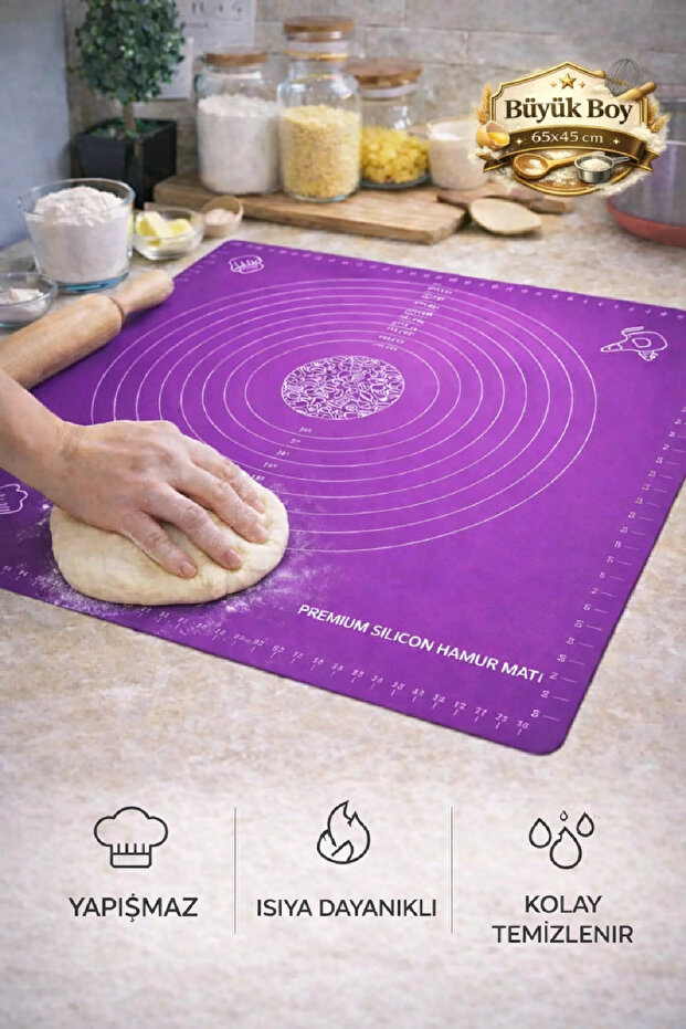Dough Rolling Silicone Kneading Mat Purple Dough Mat Pastry Baking Mat Multi-Purpose