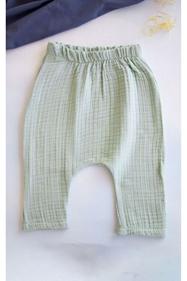 Baby muslin elastic waist baggy pants cotton