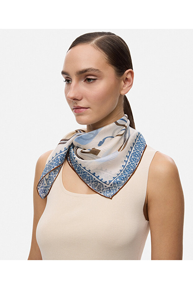 Desenli ipek eşarp - 2