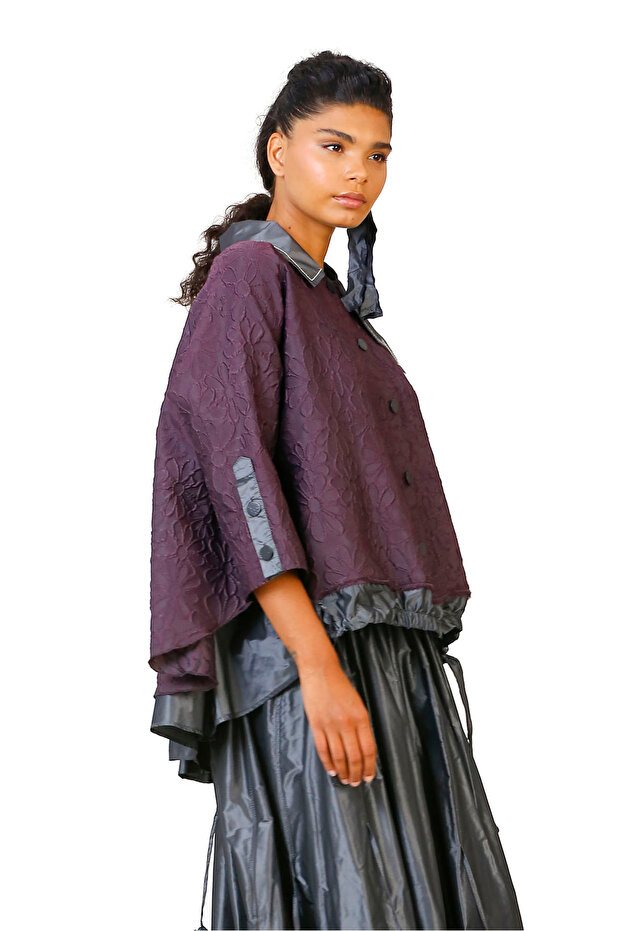 Çiçek Baskılı Çift Renk Ceket - 3