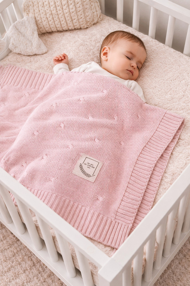Cotton Knitwear Knitted Baby Blanket Sycamore