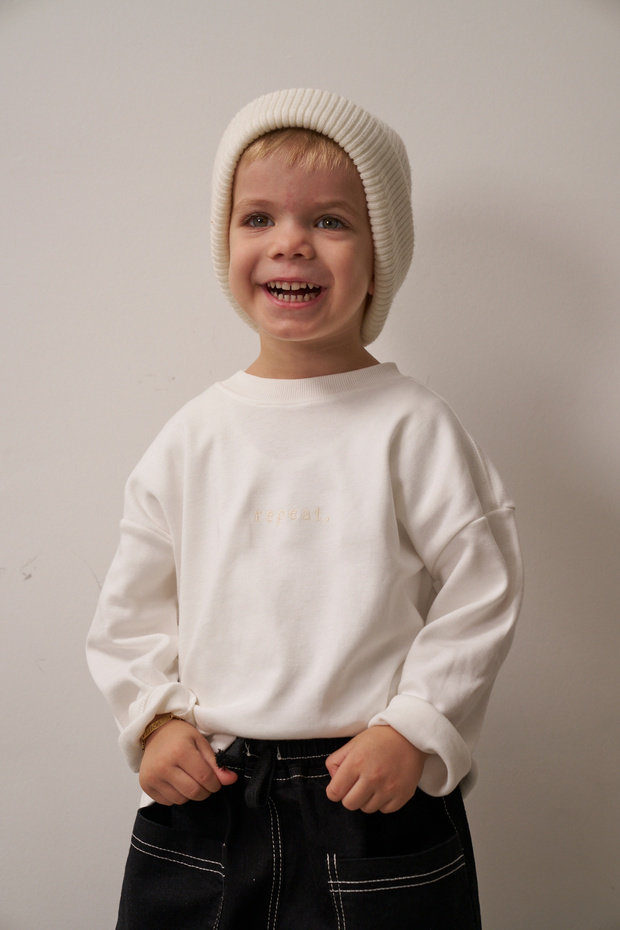 White Embroidered Oversized Long Sleeve T-Shirt