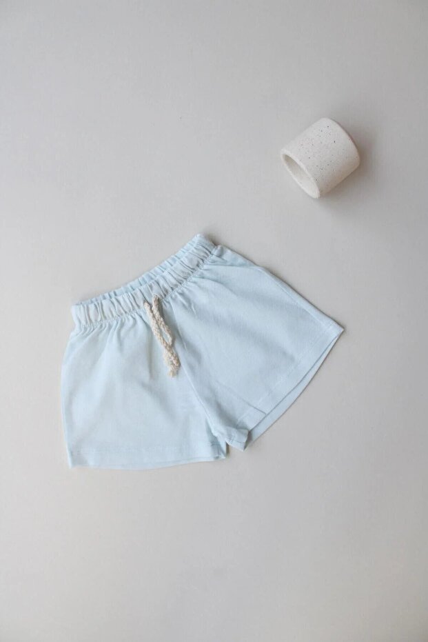 Açık Mavi Bağcıklı Basic Şort - 8