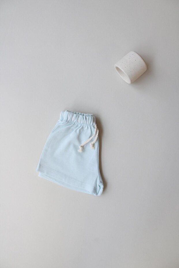 Açık Mavi Bağcıklı Basic Şort - 5