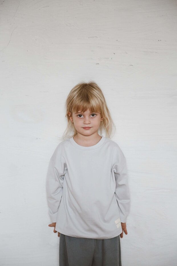 Μακρυμάνικο γκρι Basic μπλουζάκι - 2