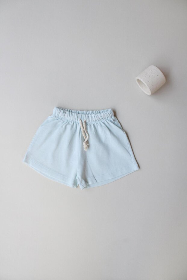 Açık Mavi Bağcıklı Basic Şort - 2