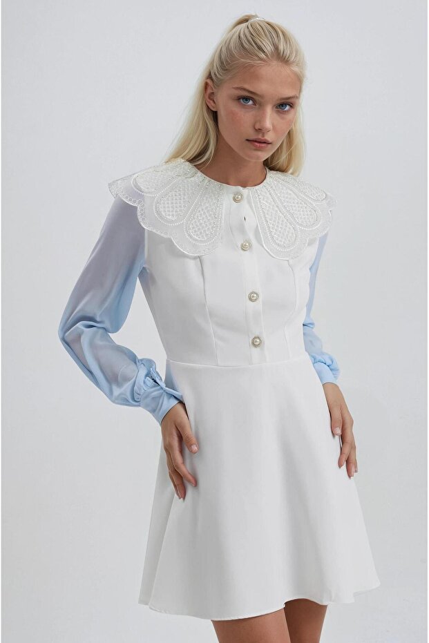 Rochie evazată cu guler cu perle 2995 - 6