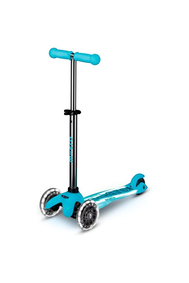 Scooters | Mini Deluxe LED Children's Scooter Aqua | Handlebar Adjustable | Light Up Whe